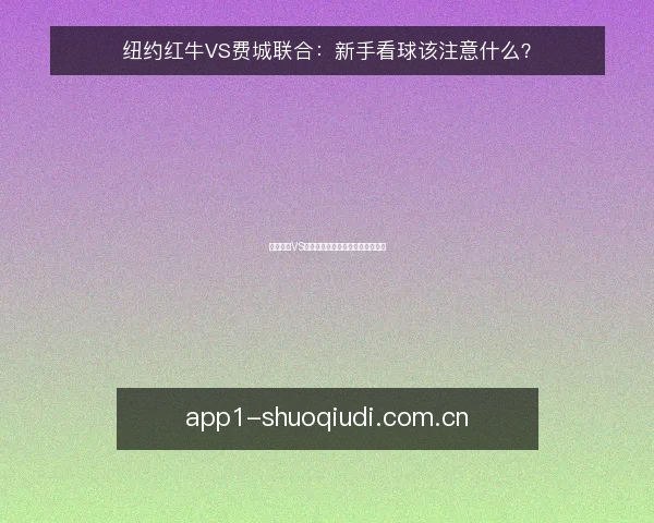 纽约红牛VS费城联合：新手看球该注意什么？